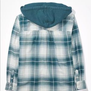 AE Oversized Plaid Hooded Flannel Shirt